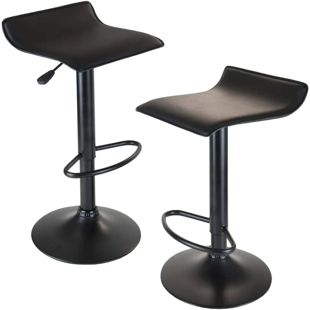 Rotating Stool, Wooden Set 2-piece Obsidian Adjustable Backless Rotating Pneumatic, Fashionable Counter Lifting Stool