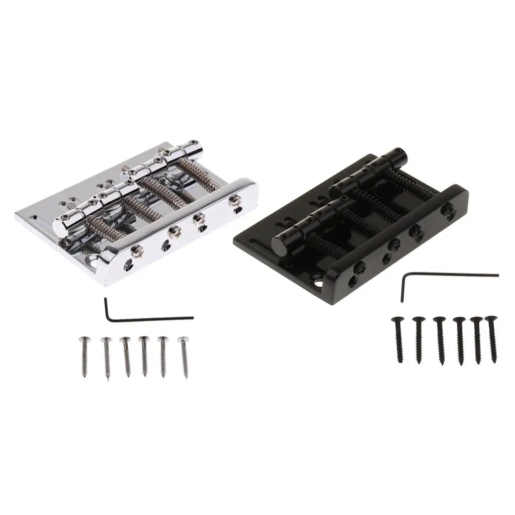 1 Set of Zinc Alloy 4 String Bass Bridge Assembly with Wrench Screws for Electric Guitar Bass Musical Instrument Accessories - view 4