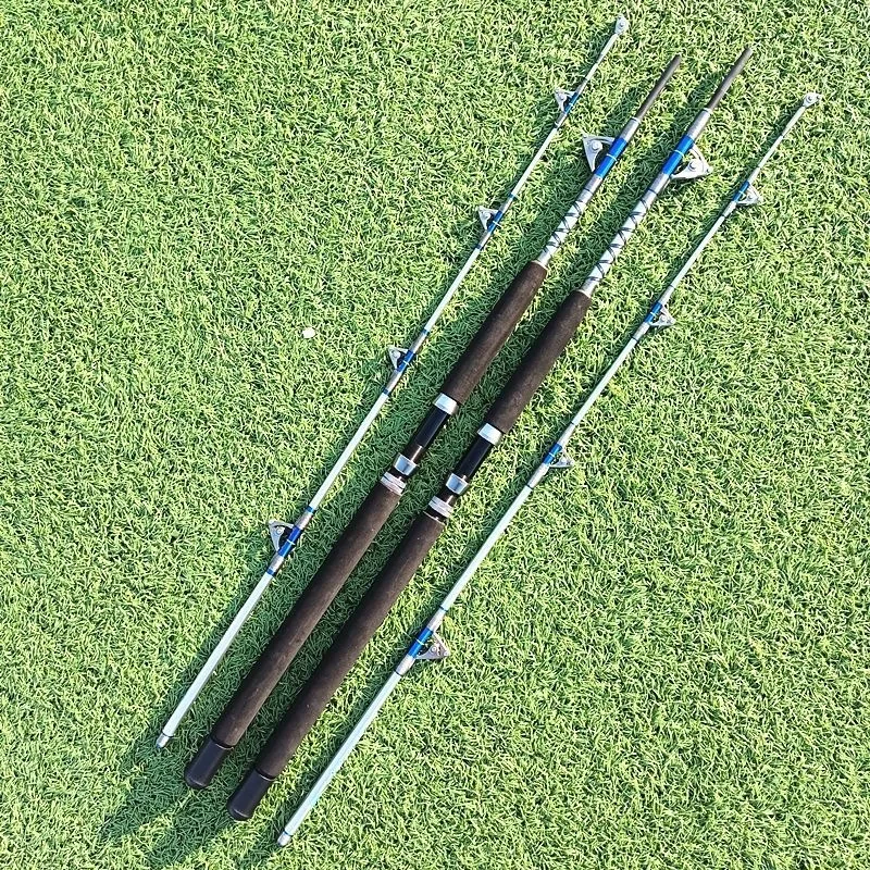 1.98m 2.10m Saltwater Spinning Big Game Fishing Rod 50LBS 2 Piece Offshore Trolling Rod Boat Fishing Pole with Roller Guides
