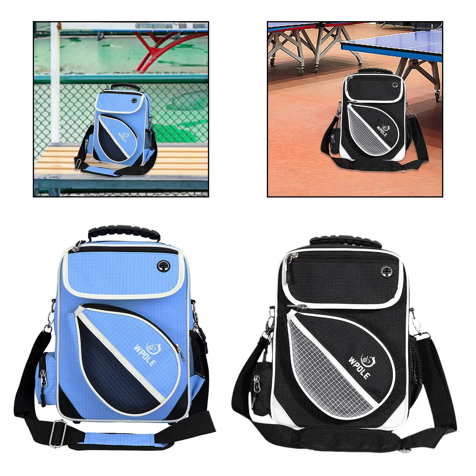 Ping Pong Racket Bag Men Women Portable Oxford Water Resistant Tennis Handbag Multifunctional Large Tote Storage Case
