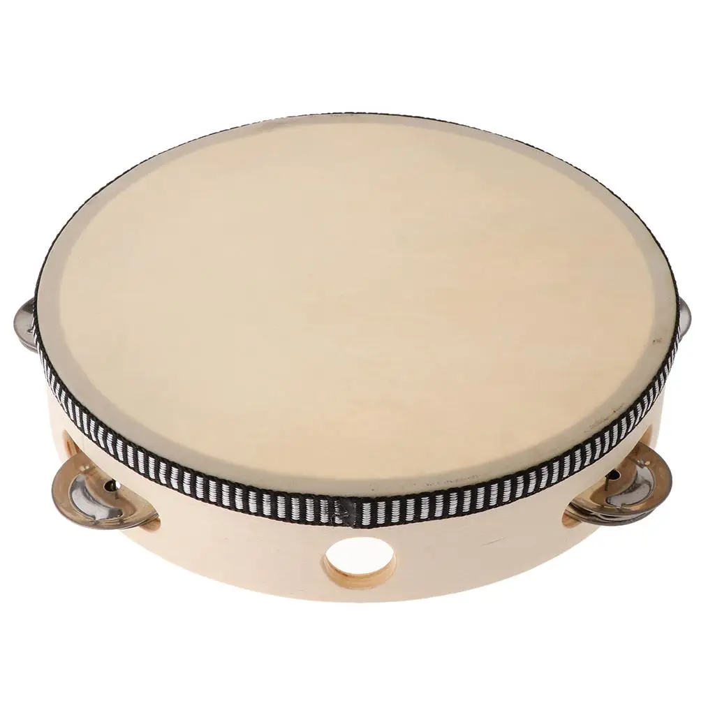 8 Inch Wooden Musical Tambourine Percussion Instrument Hand Drum