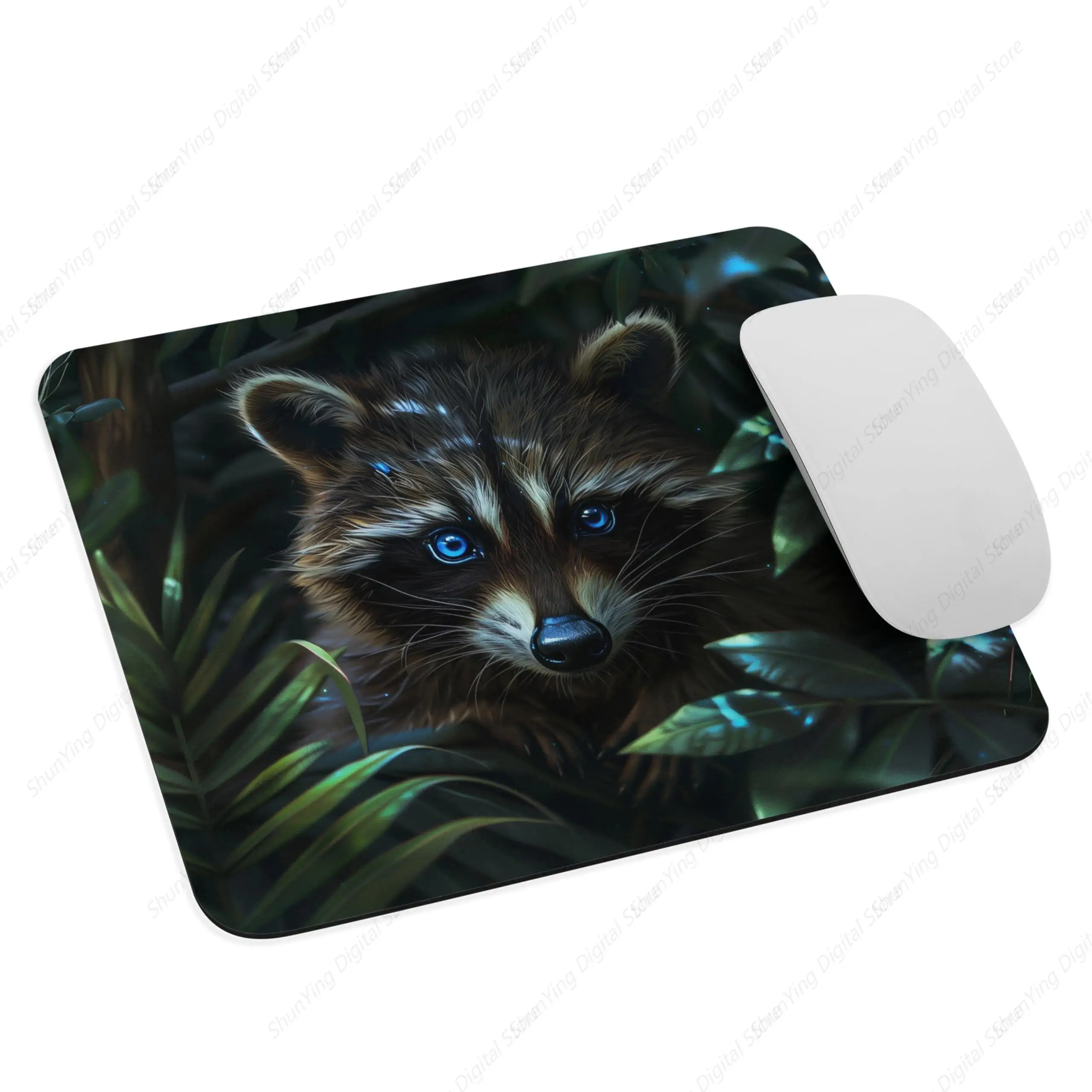 Antislip rubberen muismat geschikt voor gaming-kantoorlaptops Schattige kleine wasberen 25 * 30 cm