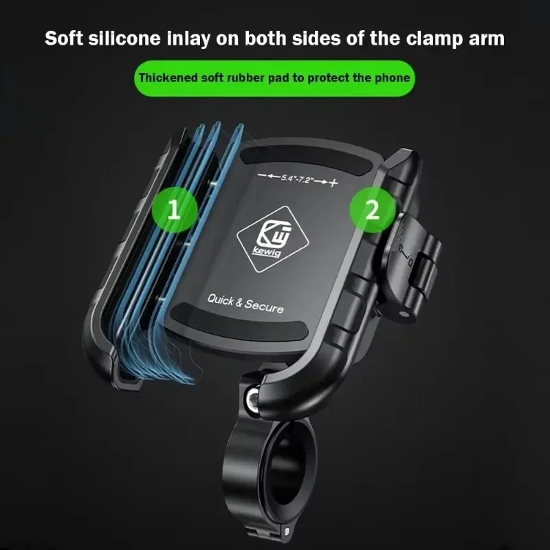 Motorcycle Bicycle Phone Holder Fast Charging USB-C Charger Moto Motorbike Mirror Stand For 4.7-7.2” Smartphones Handlebar Mount