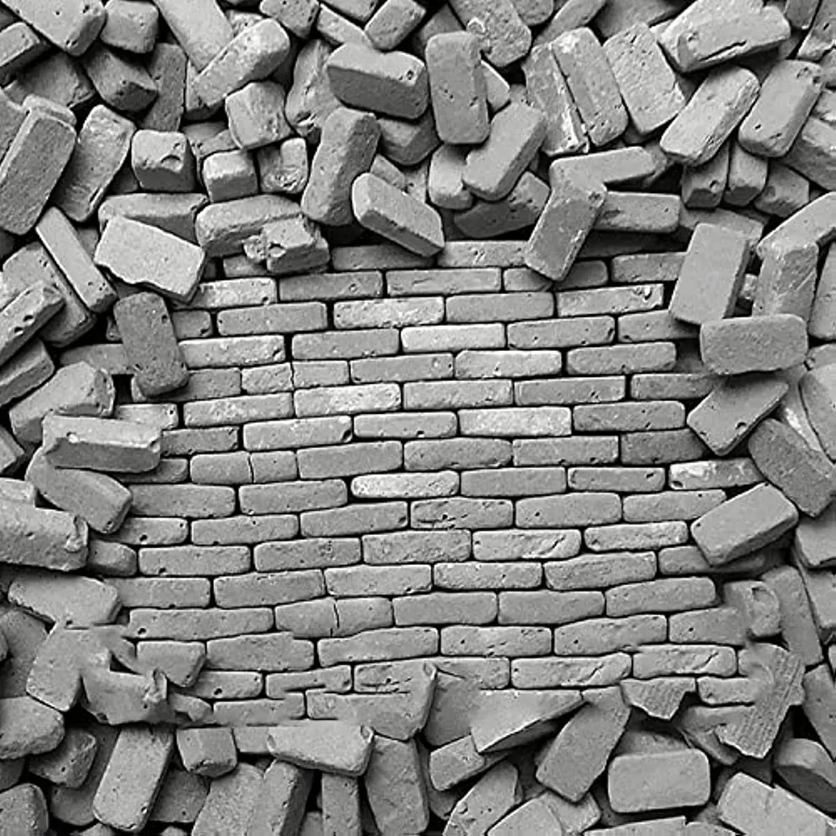 50pcs Miniature Gray Bricks - Tiny, Realistic, and Weathered Building Blocks for Dollhouses, Miniature Gardens, and DIY Models