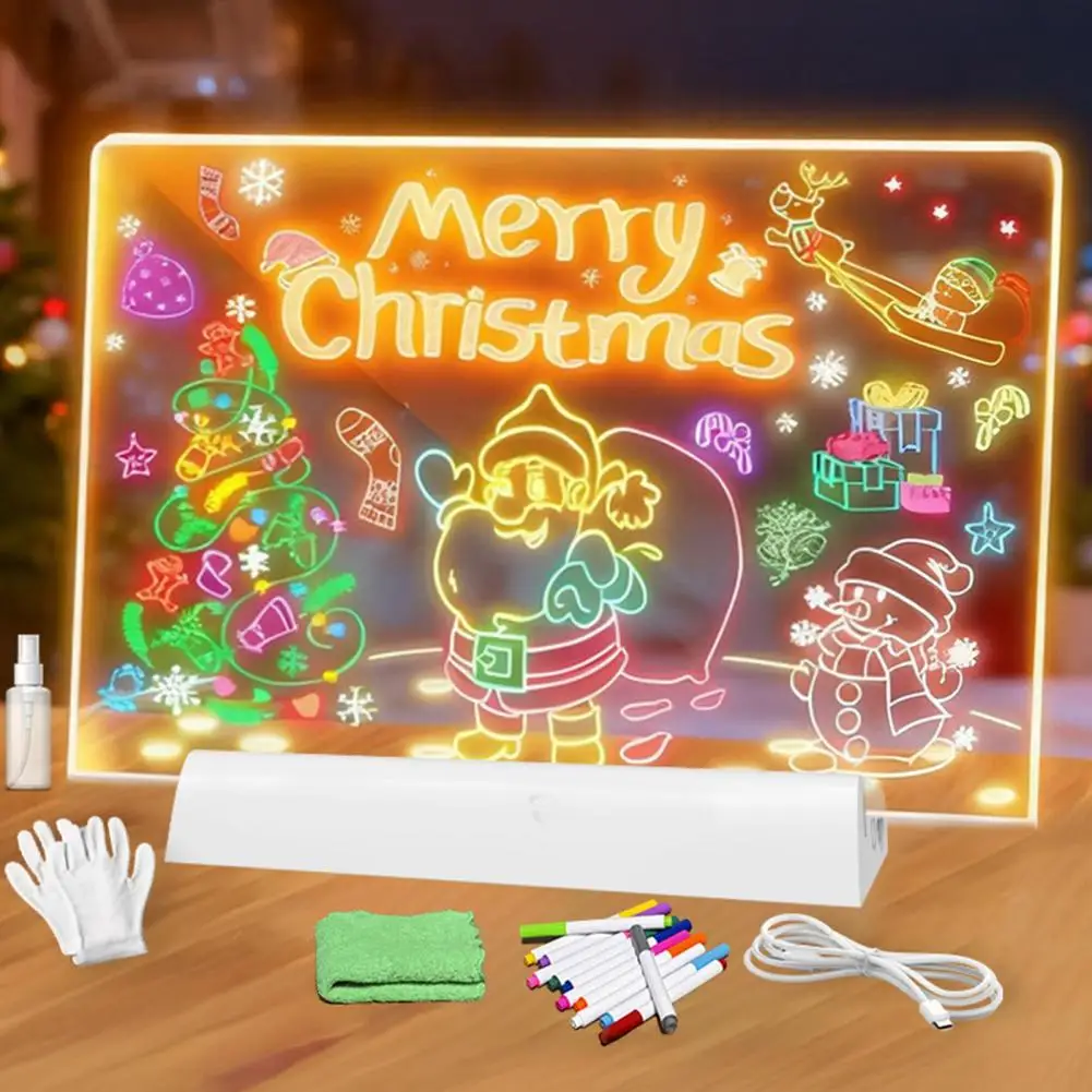 LED Light-Up Message Board Rechargeable Acrylic Memo Board for Kids Erasable Glowing Planner Drawing Tablet  Planner Whiteboard