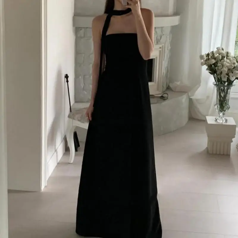 Classic Black Evening Dresses Sexy Strapless Satin Wedding Dresses Elegant Floor-length A-line Simple Bridal Dress Customized