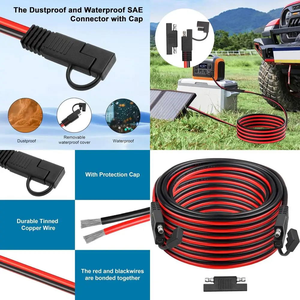 

Кабель-удлинитель SAE 10AWG из луженой меди с усиленными клеммами для автомобилей, автодомов и морского транспорта