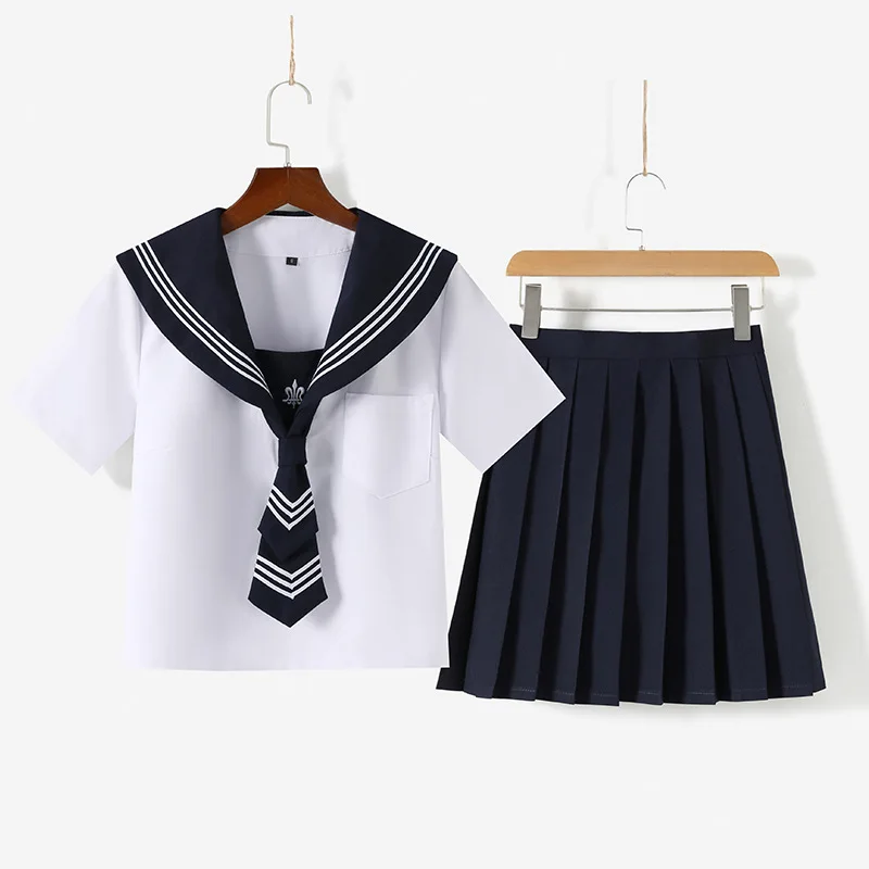 Basic Jk School Uniform for Girls Japan Style School Look Navy Sailor Seifuku Suits Cute Pleated Skirt Cosplay Costumes Women