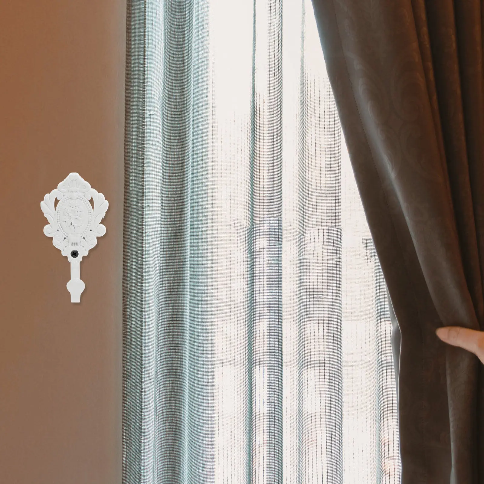 2Pcs Zinc Alloy Curtain Holdbacks Classical European Style Wall Mounted Tieback Hooks for Drapery Living Room Bedroom Wedding