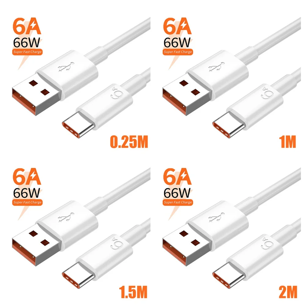 USB Cable 66W Fast Charging Phones Wire USB-A To Type C Data Cord for Xiaomi Samsung iPhone Oneplus Redmi Huawei P70 USB C Cable