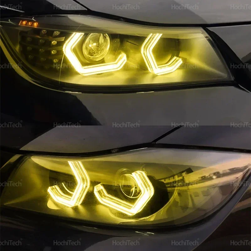 LED Crystal Angel Eyes Ring M4 Style DRL DTM Shape Light White Lemon Yellow for BMW 3 Series E90 E91 2005-2012 view 3