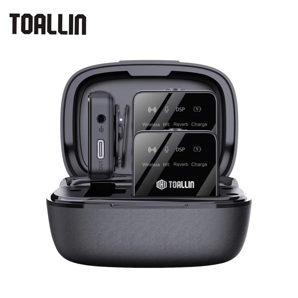 TOALLIN Microphones Wireless 2.4GHz Lavalier Mic Set for Interview/ Streaming/ Vlogging, Sound Recording, Noise Canceling Mics