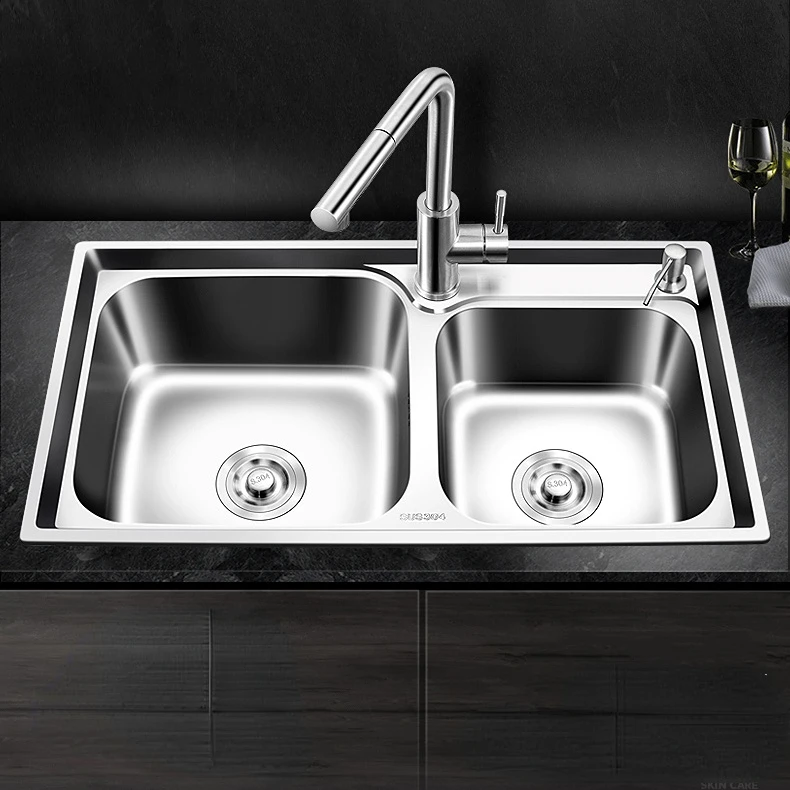 Stainless steel sink double sink kitchen sink brushed sink one-piece sink