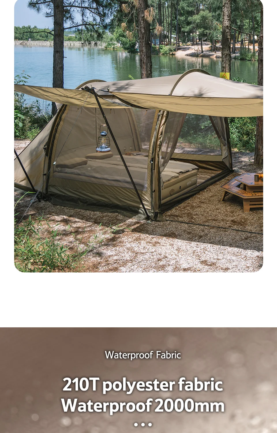 Naturehike Widder-Tunnelzelt, Camping, Outdoor, für 4–6 Personen, großes Raumzelt, 4-Jahreszeiten-Zelt, erweitertes Zelt, Familien-Reisezelt, wasserdicht – Detail 4