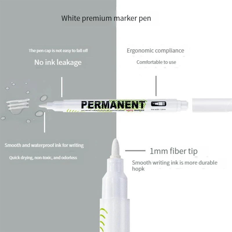 10 قطعة قلم تحديد أبيض مقاوم للماء الكحول الطلاء الزيتي الإطارات اللوحة الكتابة على الجدران أقلام هلام دائم القلم للنسيج الخشب والجلود 1.0 مللي متر