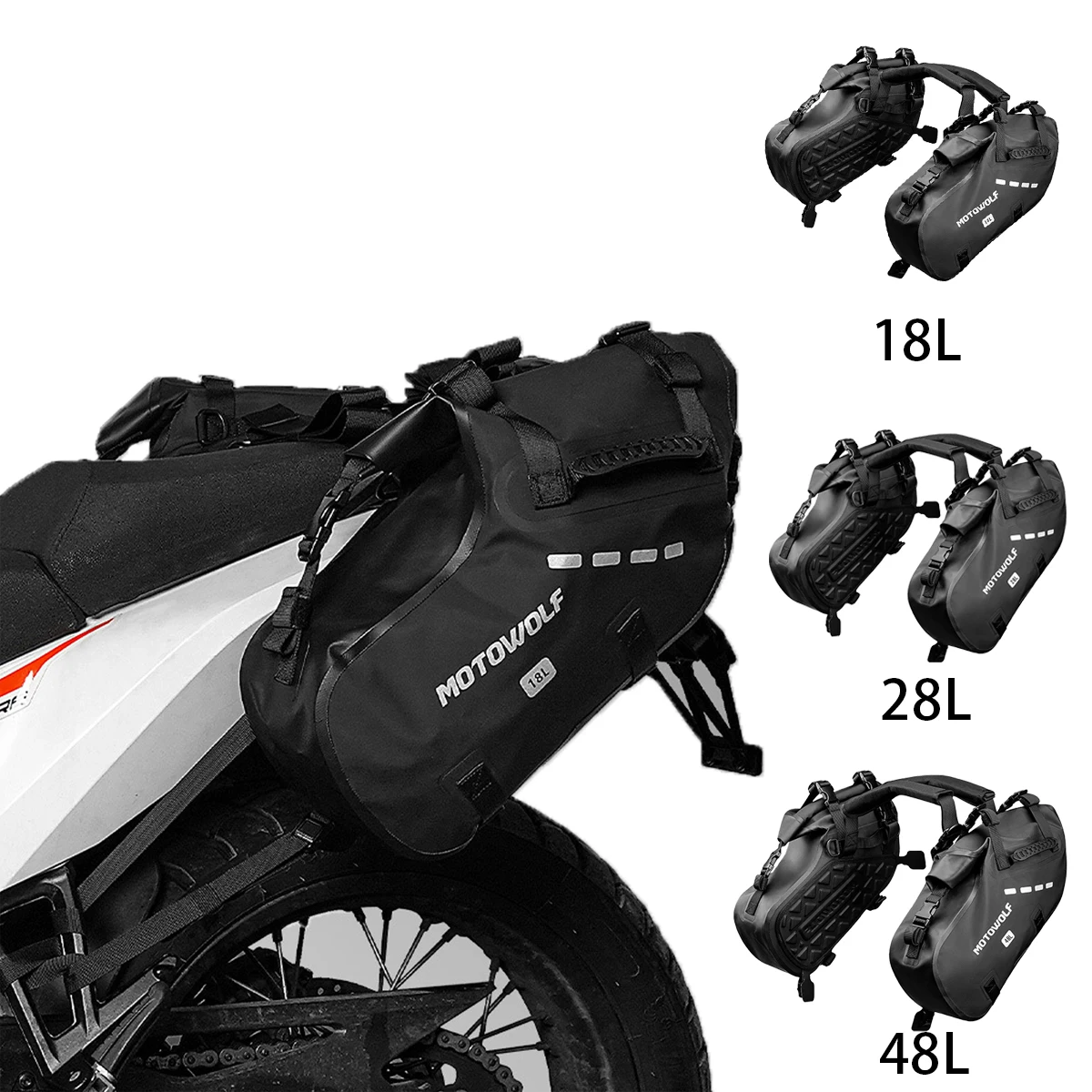 Motorcycle Side Bag 2Pcs Waterproof Motorcross Saddlebag Motor Back Seat Tail Bag Fit Honda Suzuki Yamaha KTM