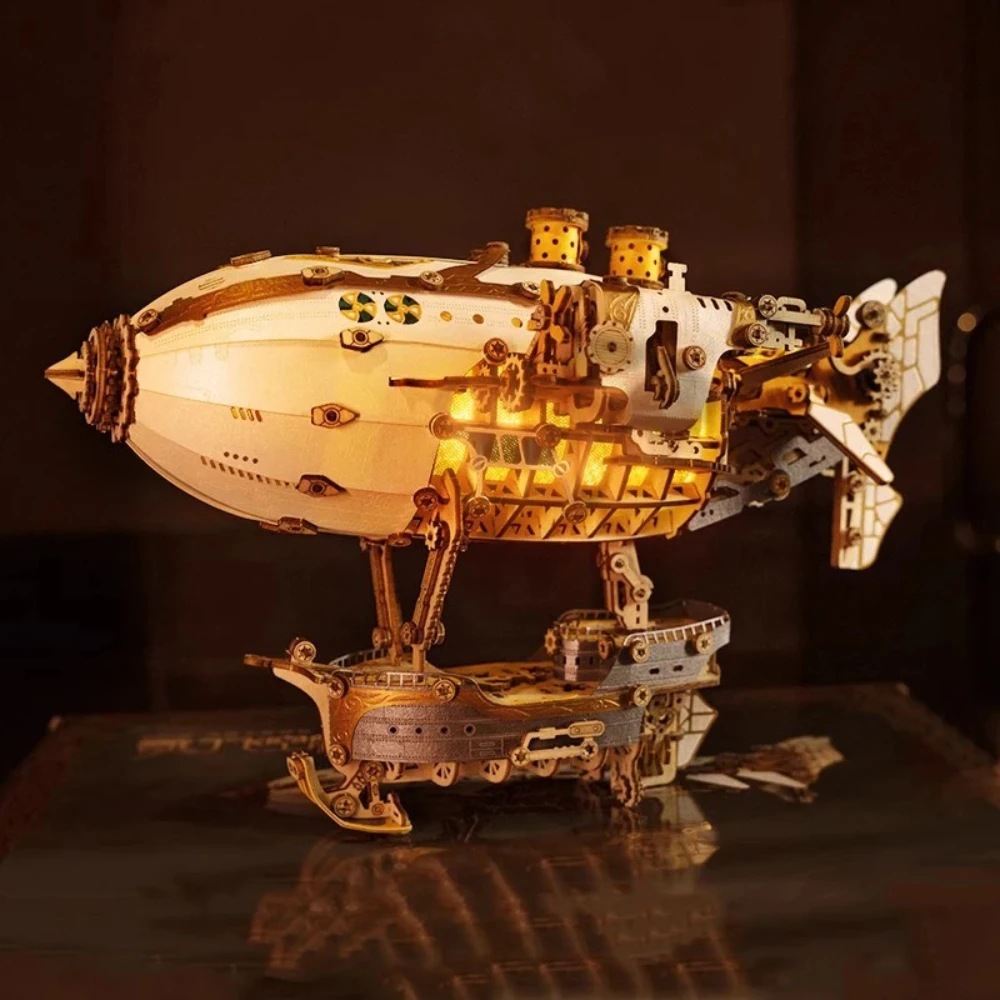 3D Puzzle DIY Holz Fantasy Luftschiff Modell Kits LED Lichter Desktop Dekoration Handgemachte Tisch Ornament Erwachsene Kinder Geburtstag Geschenke