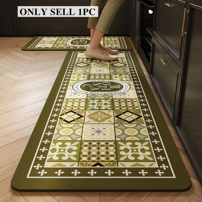 Floor Mat for Kitchen Absorbent Non-slip Rug Long Quick-drying Carpet American Retro Style Diatom Mud Mats Home Decoration Rugs