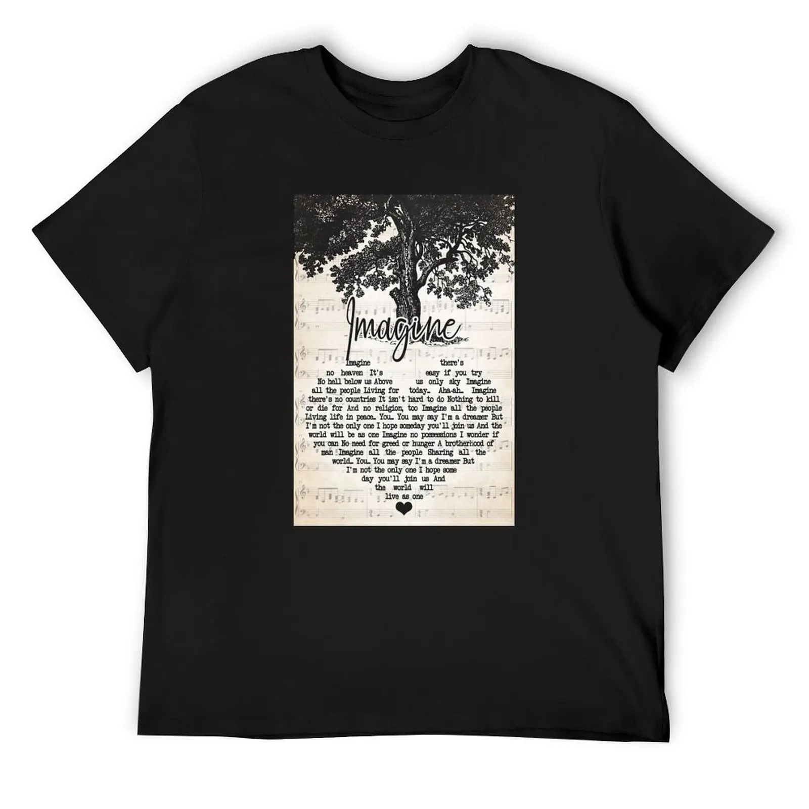 

Imagine Lyrics Poster Gift - Imagine No Heaven It's No Hell Below Us T-Shirt summer tops mens fashion