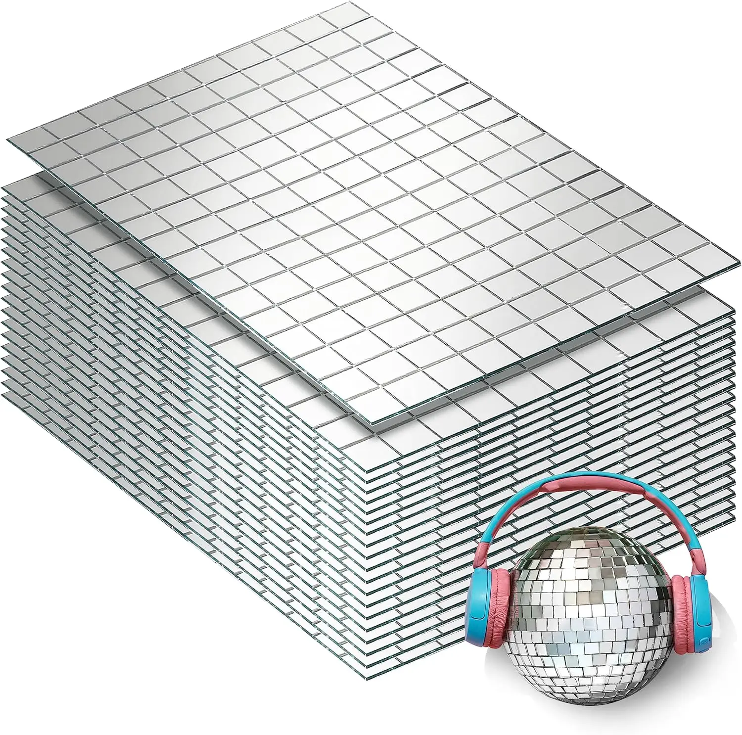 3000 PCS Mirror Tiles Self Adhesive, 10x10mm Disco Tiles for DIY Craft, Home & Party Decoration, Sparkling Glass Mirror Mosaic T