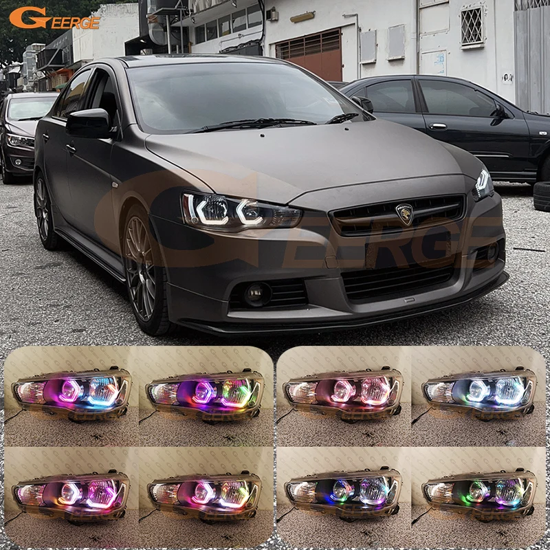 For Mitsubishi Lancer 10 X EVO Outlander Day Light Concept M4 Iconic Style Dynamic Multi Color RGB LED Angel Eyes Kit Halo Rings