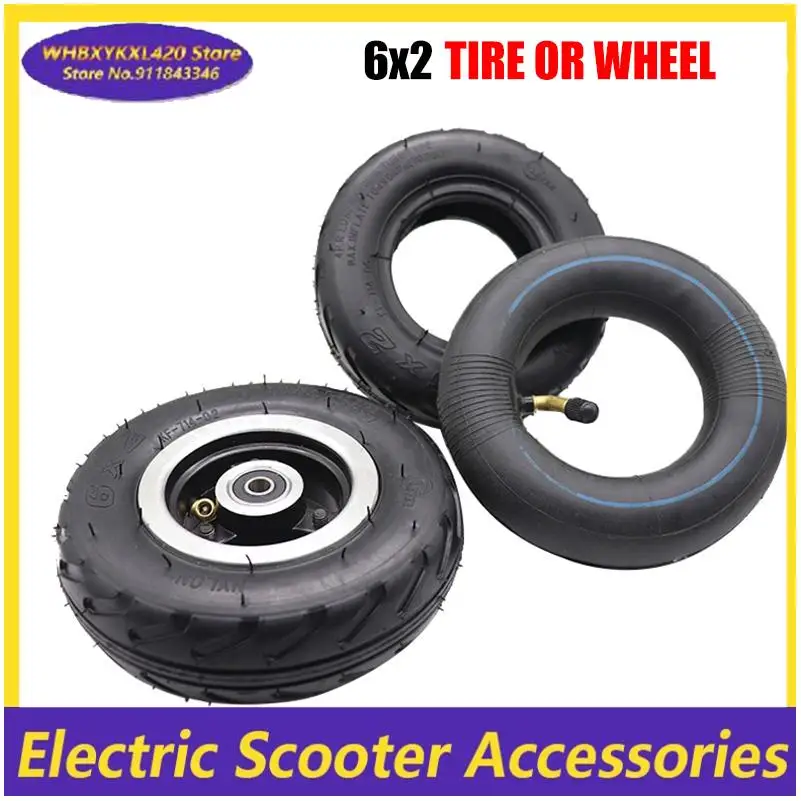 6 x 2 Reifen, 6 Zoll Innenrohr-Set, 6 x 2 Räder, passend für Elektroroller, Rollstuhl, LKW, Trolley, Wagen, Luftrad
