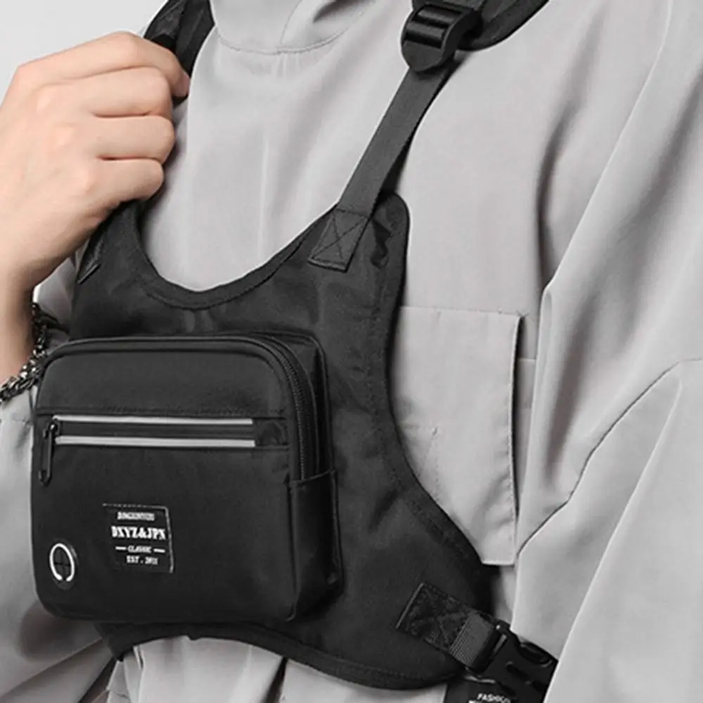 Borsa per gilet da corsa riflettente Zaino da arrampicata traspirante streetwear con cinghie regolabili Zaino sul petto anteriore di grande capacità