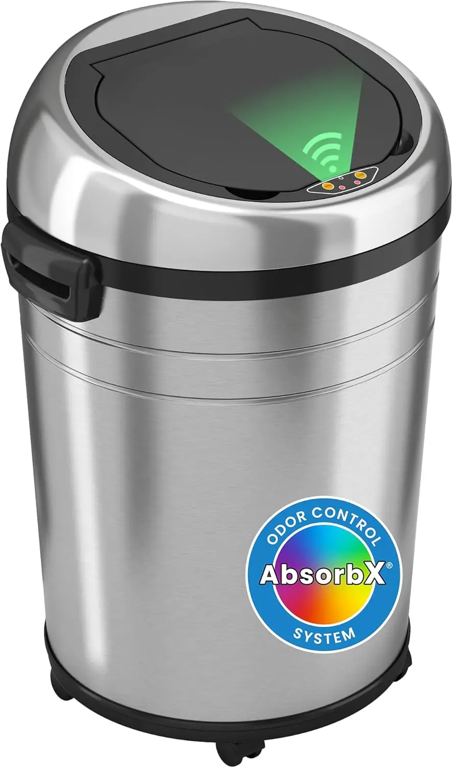 

18 Gal Sensor Trash Can with Wheels, 68L Automatic Kitchen Garbage Bin, Stainless Steel