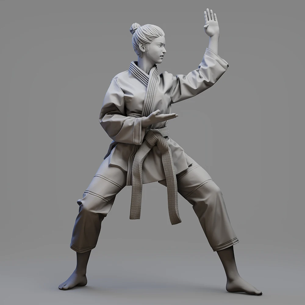 OceanCosmos miniatures, Original, Karate girl, combat sports theme, fighting power, Resin unpainted Model kit figure GK