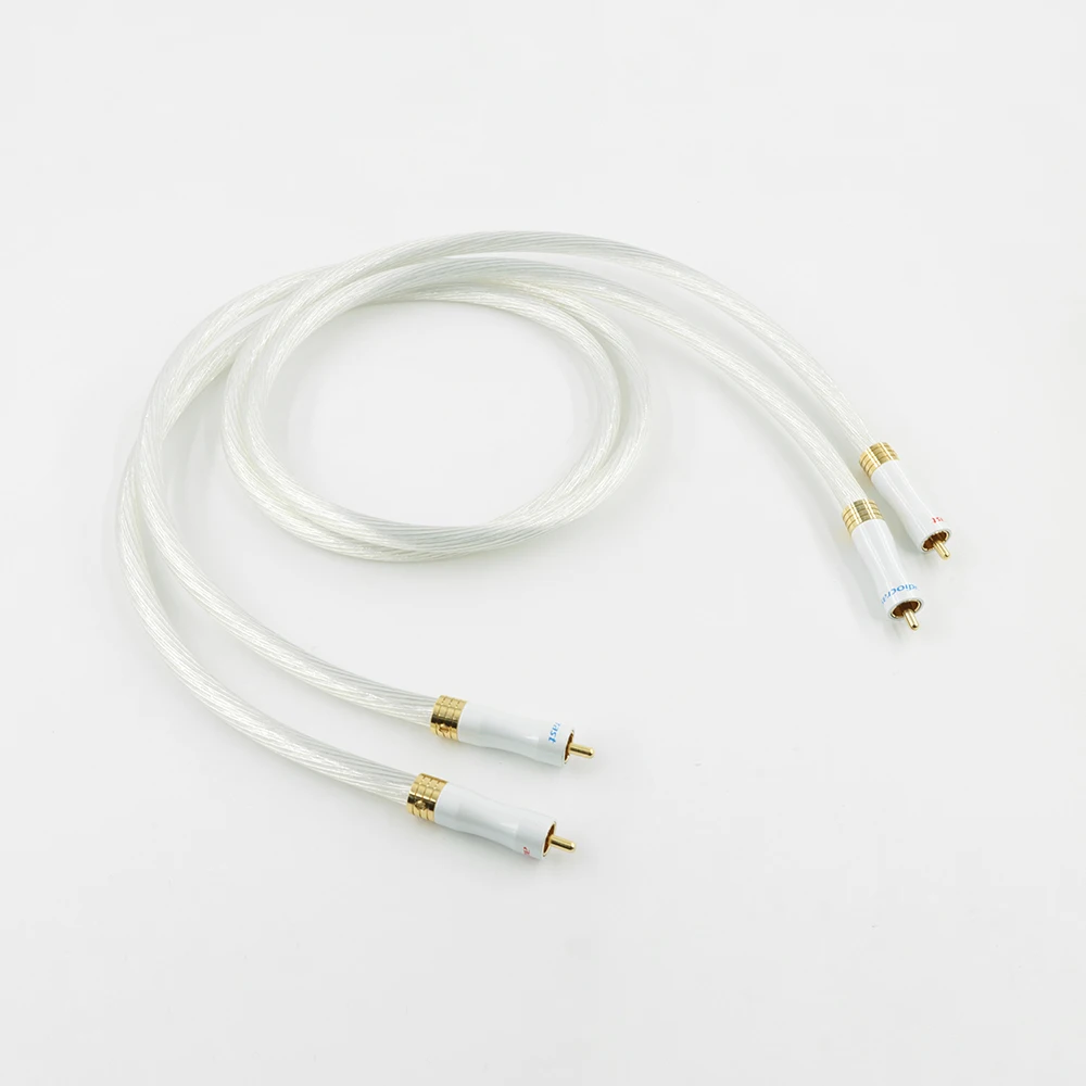 High Quality1pair 5N Silver plated OCC RCA cable Analog cable RCA audio cable Silver plated