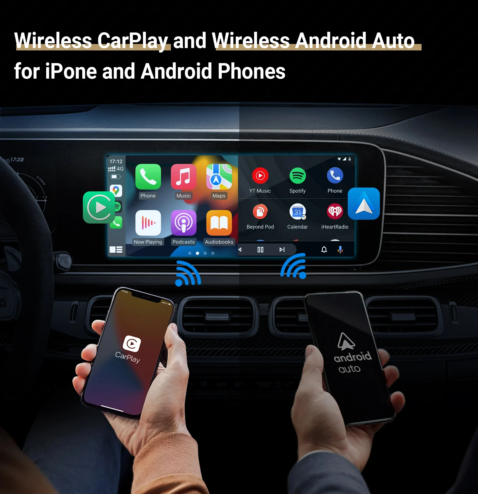 Play2Video Support for Youtube Netflix Car Accessories Wireless CarPlay Wireless Android Auto Adapter for Mazda Volvo Kia Ford