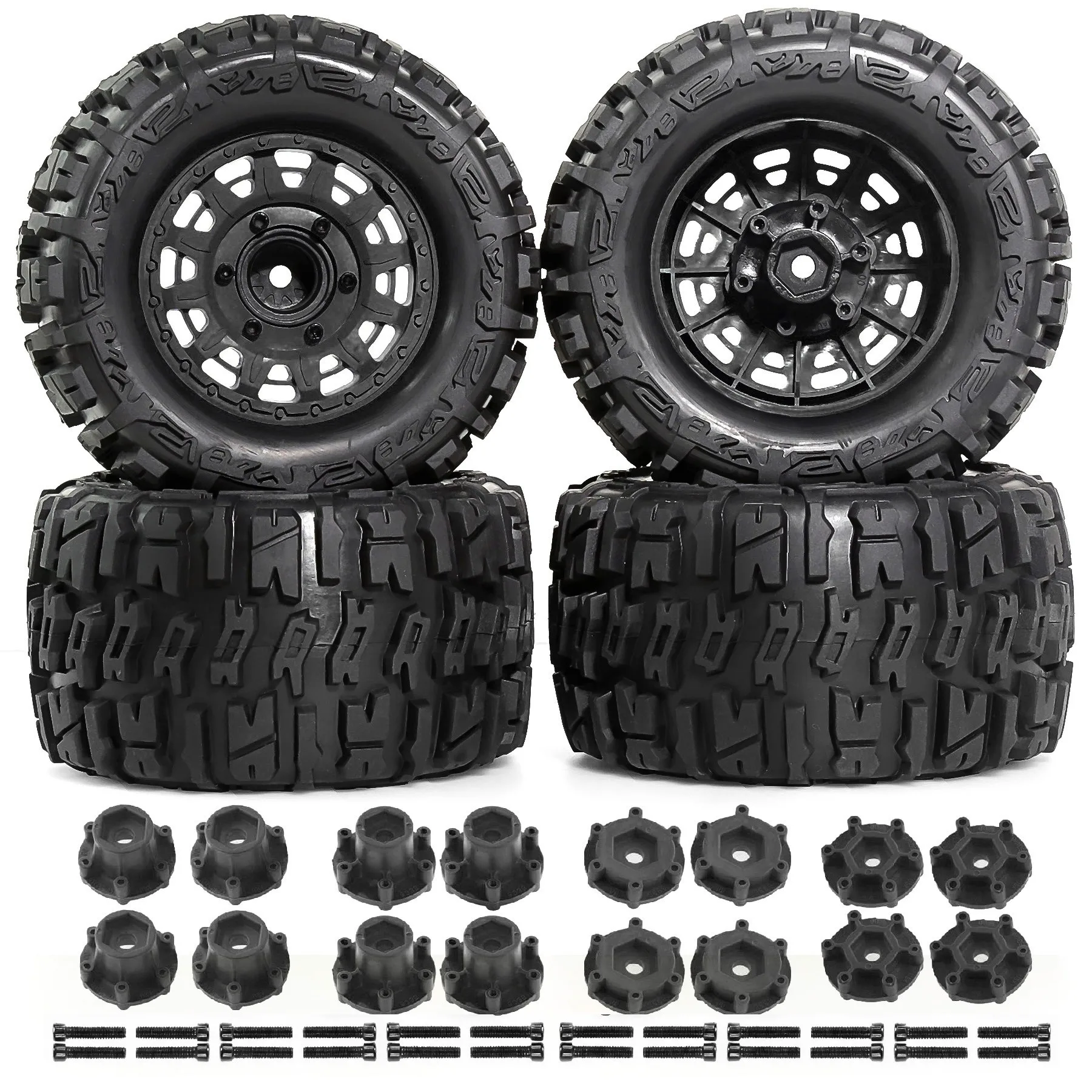 Image of 1/10 RC OD 127mm Monster Truck Reifen und Räder 12mm 14mm Hex Kompatibel mit 1:10 Maßstab Offroad-Truck Auto Traxxas Stampede 4x4