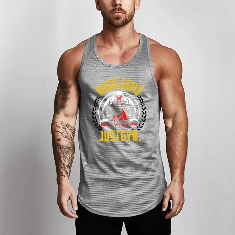 

Gyms New Quick Dry Clothing Comfortable Bodybuilding Tank Top Male Fitness Shirt Muscle Guys Sleeveless Running Vest for Men