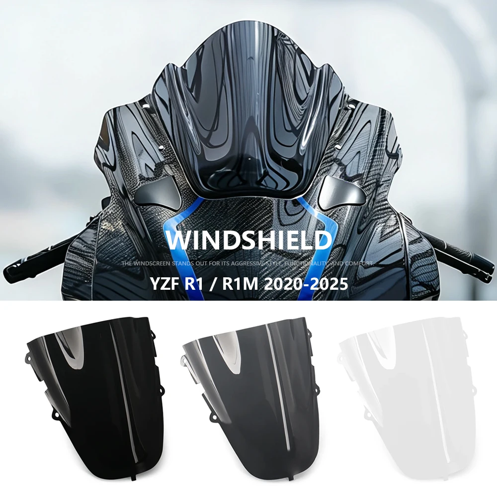 

Motorcycle Double Bubble Windshield Windscreen Screen Wind Deflector For YAMAHA YZF-R1 YZF-R1M YZF R1 M R1M 2020-2025 2022 2023