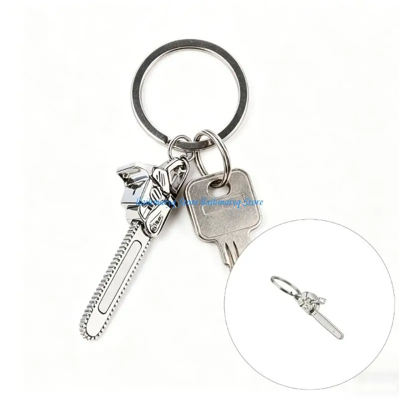 573B Creative Miniature Chainsaw Keyring Metal Chain Unique Accessories For Backpack Or Car Decoration