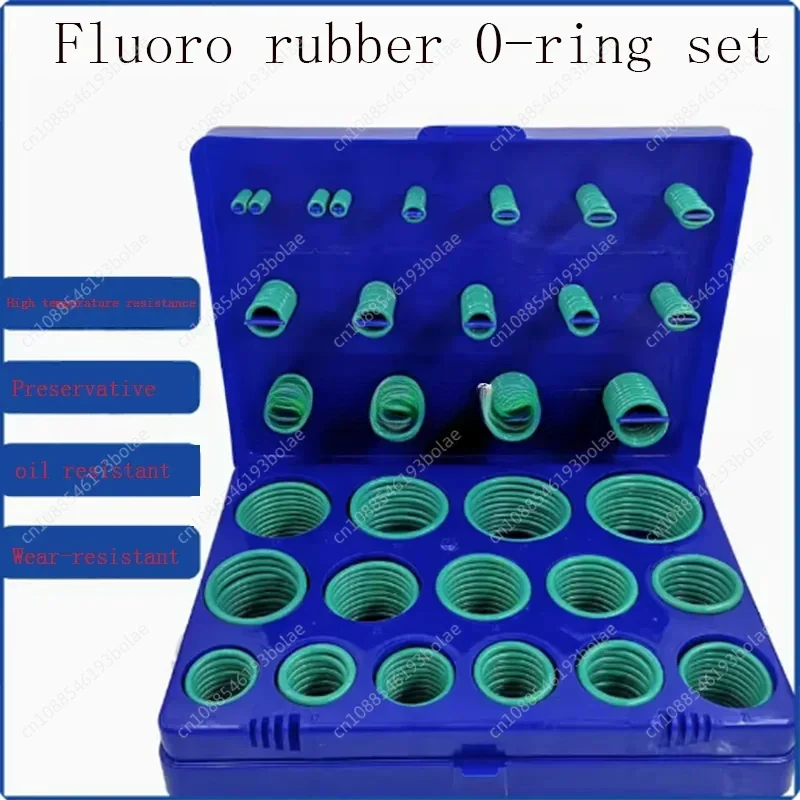 Fluorine rubber Ring Green FKM O Rings Kit O-Ring Seal Rubber Washer Gasket O-Ring Set Assortment Kit Box