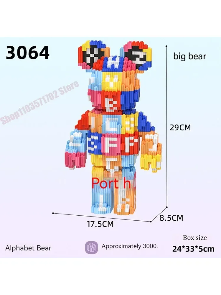 

Giant Fluid Violence Bear Cartoon Love Violent Bear Bearbrick Colour Model Building Block Micro Diamond Bricks Kids Toy Gift Set