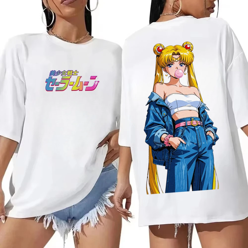 

Sailor Moon Retro 90s Anime Graphic T Shirt Summer Cotton Men Women Tee Streetwear Casual Trend Short Sleeve Couple Hip Hop Top