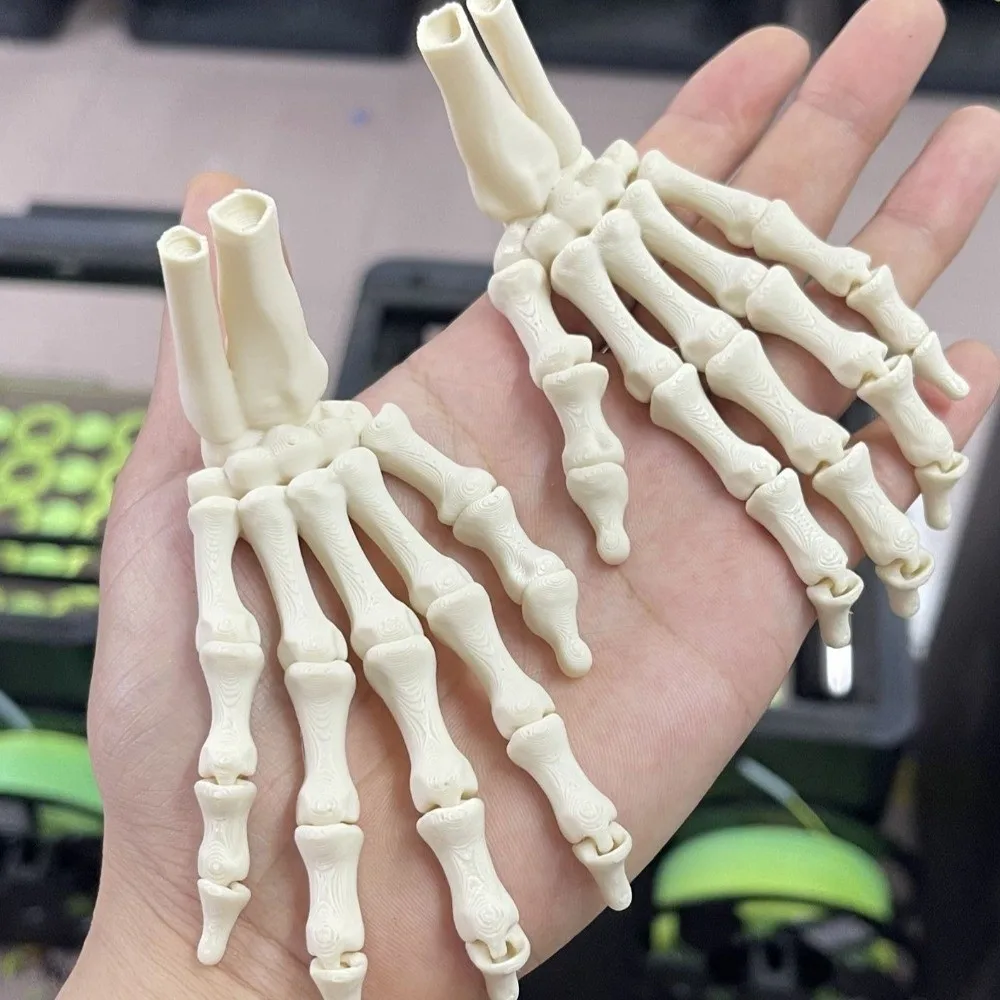 3D Printed Skeleton Hand Realistic Design PLA Material Ghost Halloween Props Creative Flexible Joint Zombie Festival Props