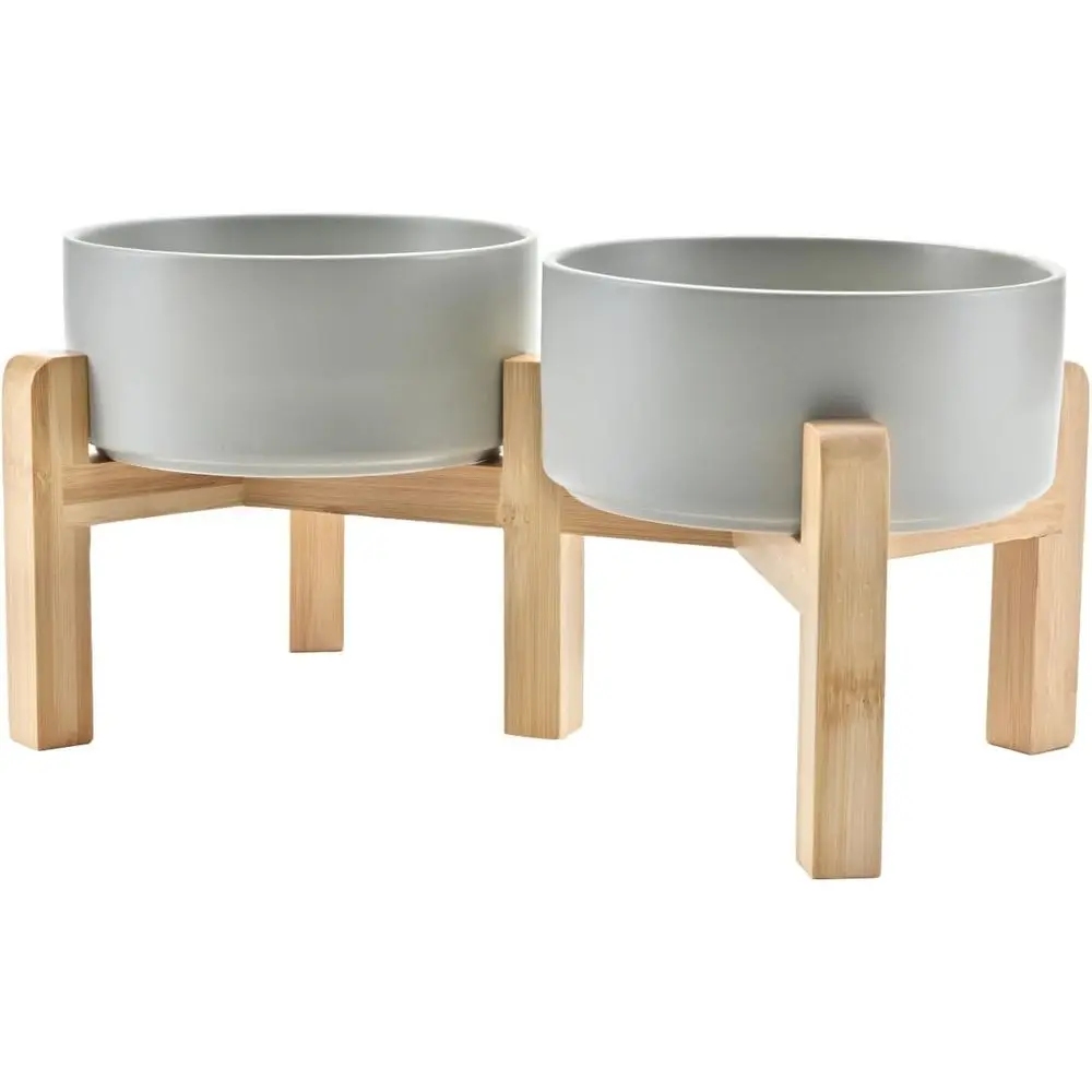 

Elevated Dog Bowls Ceic, 6.1'' Dogs and Cat ood Water Bowls Raised with Non-Slip Bamboo Stand or Medium Sized Breed Microwave Di