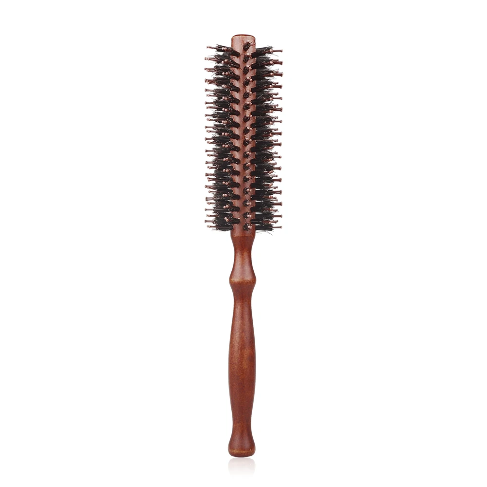 12-stijl Houten Handvat Ronde Rolling Borstel Rechte Twill Haar Kam Varkenshaar Ronde Vat Haar Curling Borstel Kappers Tool
