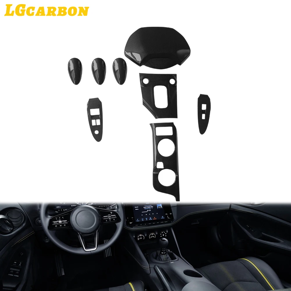 LGcarbon Dry Carbon Fiber Kits Whole Interior Trim + Door Sill Plate Step Panel + Mirror Cover For Nissan Fairlady 400Z RZ34