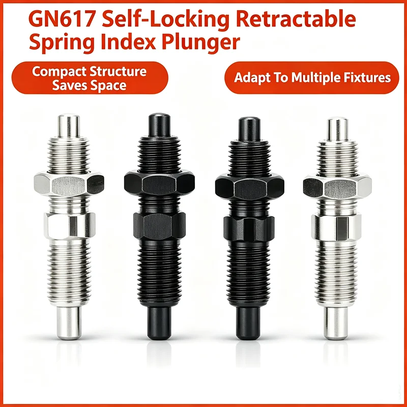 GN617 Self-Locking Retractable Spring Index Plunger Stainless Steel Knob Locating Position Pin Customizable