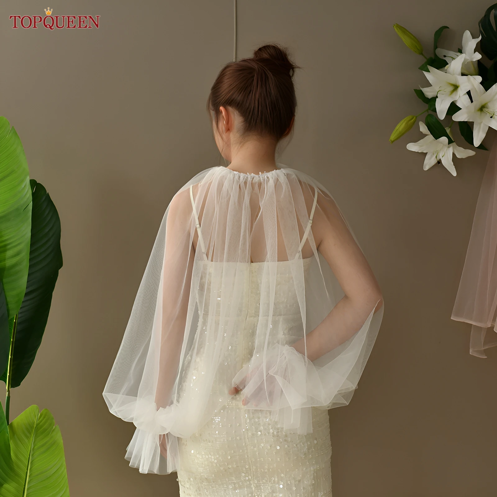 TOPQUEEN Vg121 قفازات شال تول نسائية مرنة قابلة للتعديل قطع علوية مقصوصة مناسبة لإكسسوارات الملابس القابلة للتخصيص