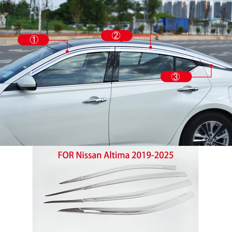 

Car accessories FIT FOR Nissan Altima 2019-2025 ABS chrome waterproof Door Window Visor Vent Shades Sun Rain Guard