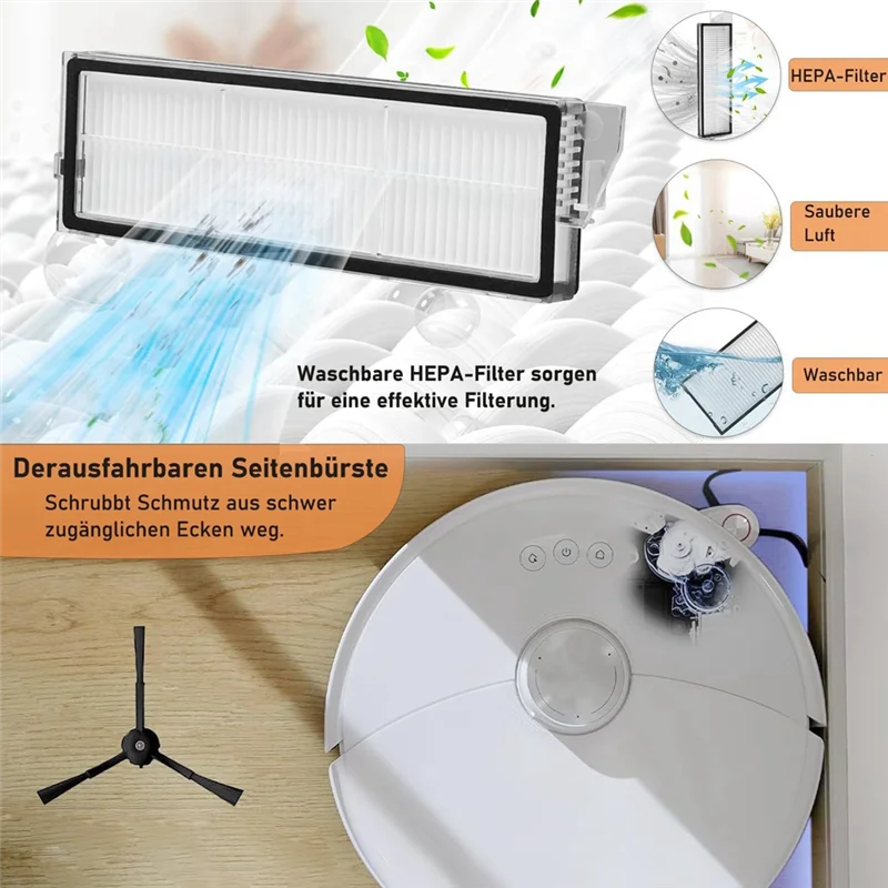M04K ل Roborock S8 Maxv الترا جهاز آلي لتنظيف الأتربة فرشاة جانبية رئيسية فلتر Hepa ممسحة القماش خرقة أكياس الغبار قطع الغيار