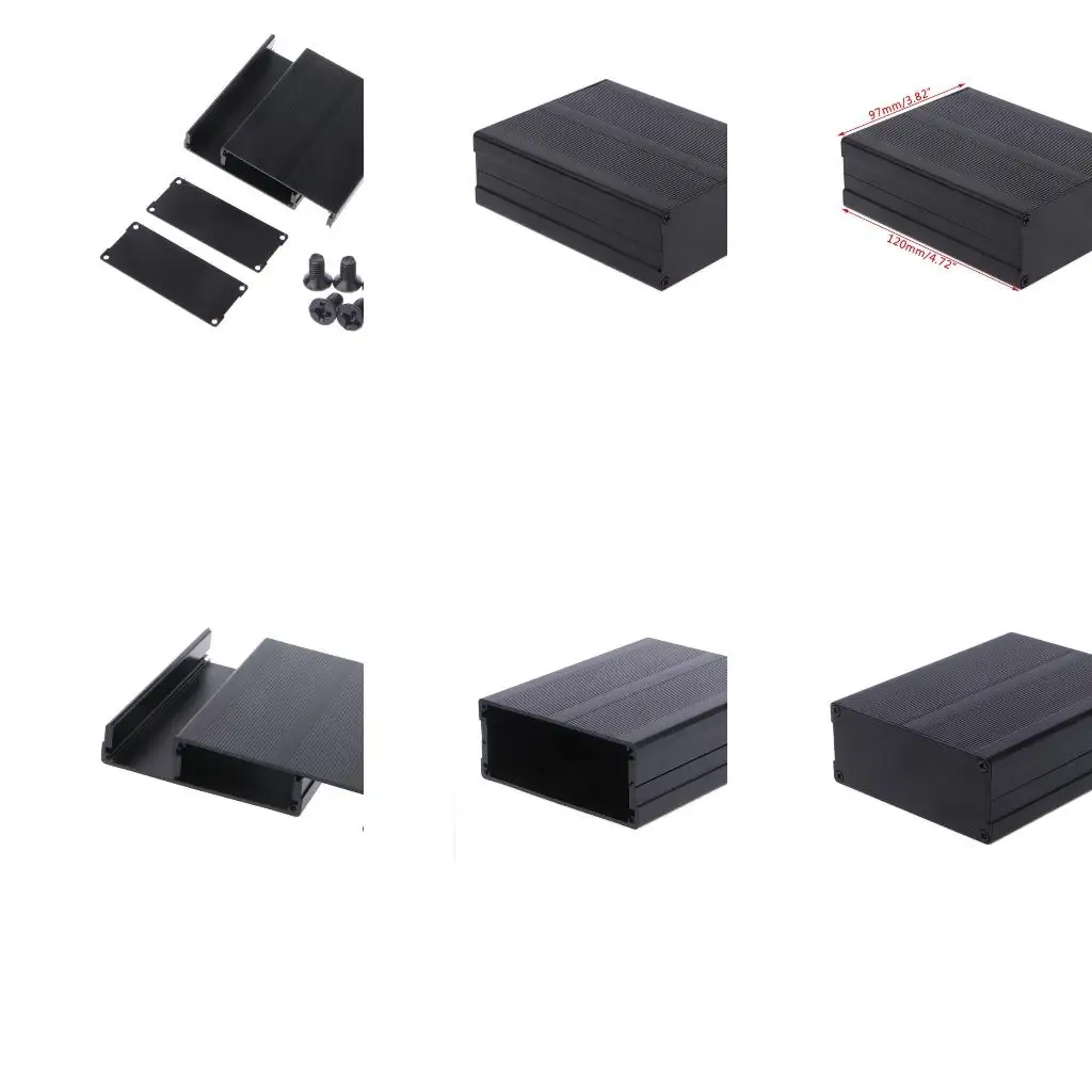 Aluminum Box Enclosure DIY Electronic Project Black Instrument for Case 120x97x4