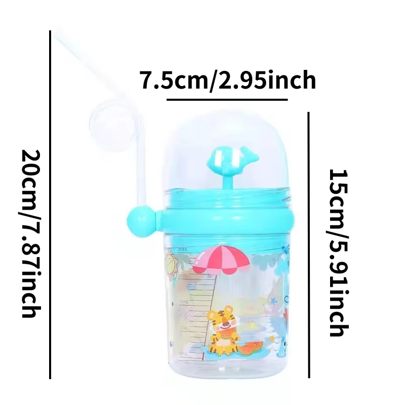 Whale Shape Spray Cup, Children Straw Drinking Cup, Cute Dolphin Water Bottle, Food Grade Plastic Cup, Birthday Gift view 6