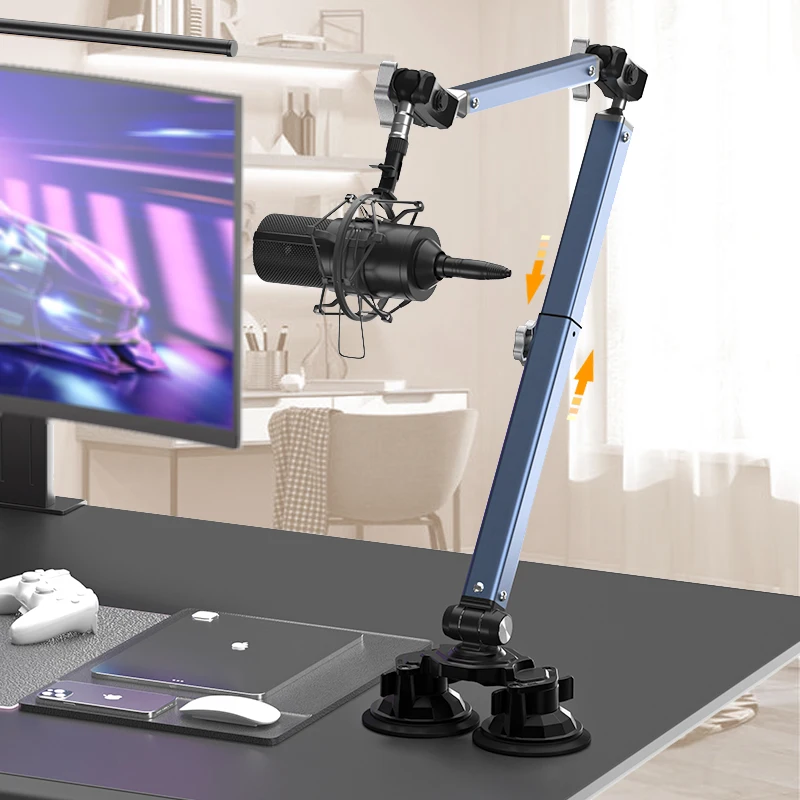 

Mic Boom Arm Desk Mount, microphone stand Arm Profile 360°Swivel , Adjustable Mic Arm with Detachable Rise Column for Streaming