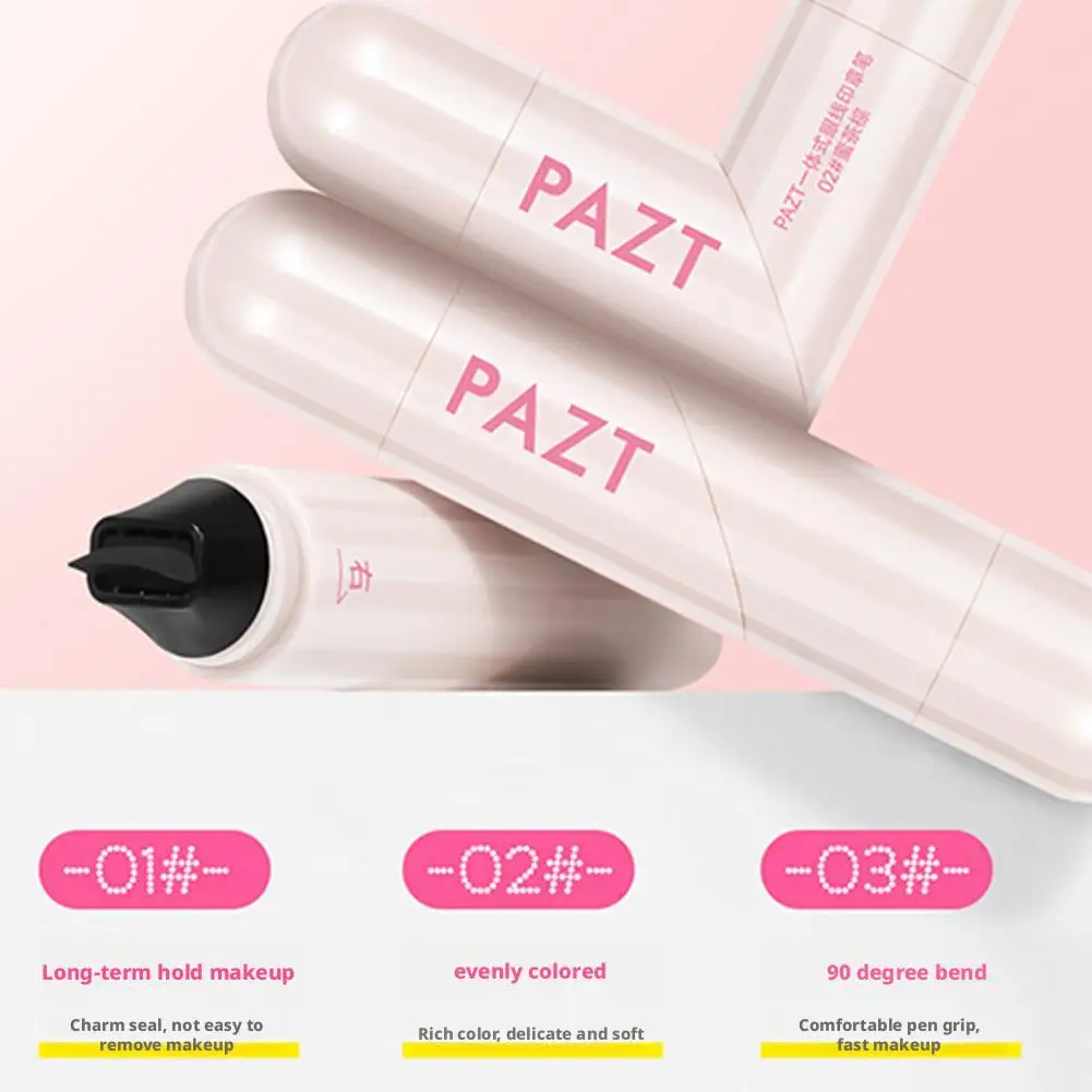 ขี้เกียจแบบบูรณาการอายไลเนอร์ปากกาธรรมชาติกันน้ํา Smudge-Proof Quick Drying Eye Liner ปากกา Double HEAD อายไลเนอร์ซีลเครื่องมือ